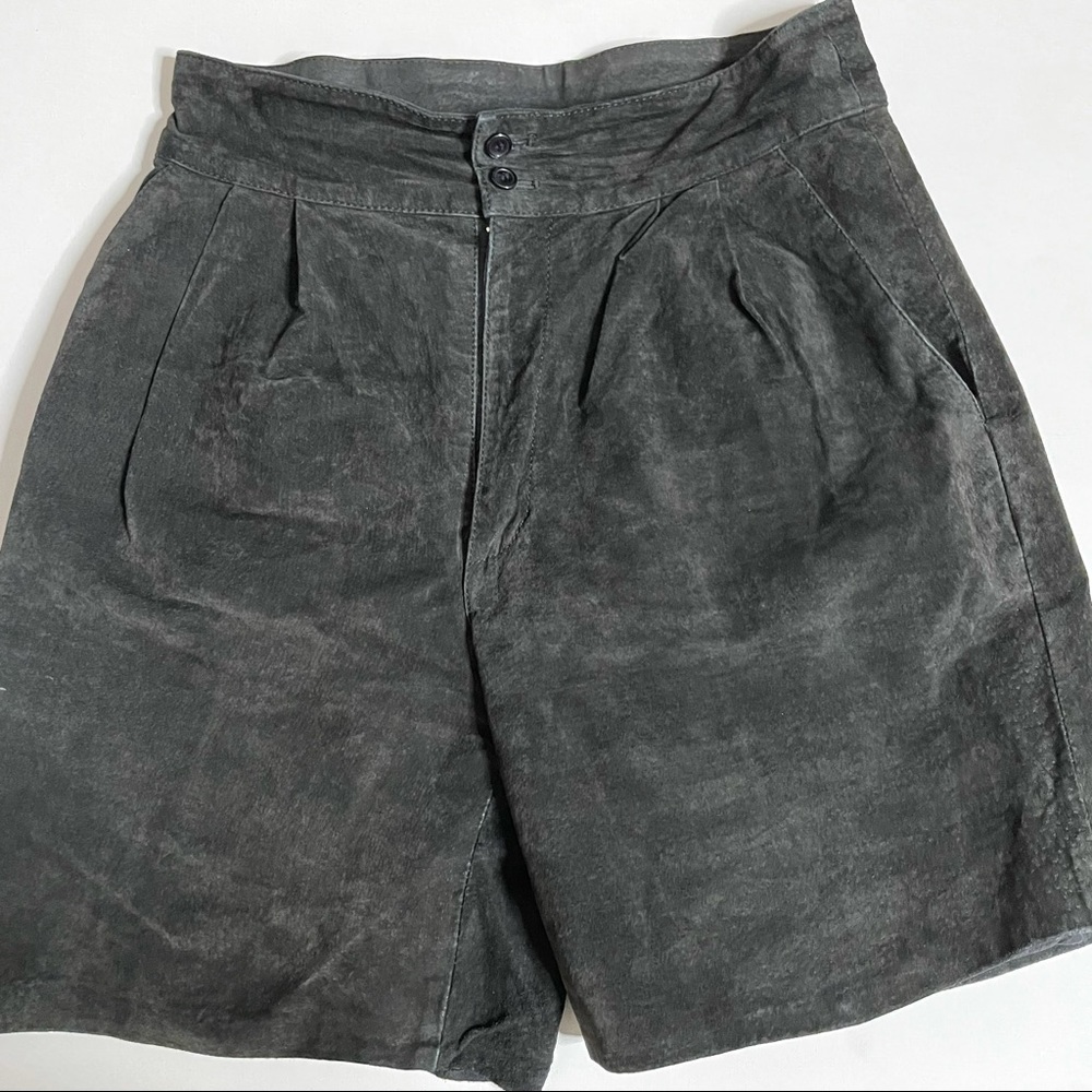 Water Collection High Waist Leather Shorts - Picture 2 of 7